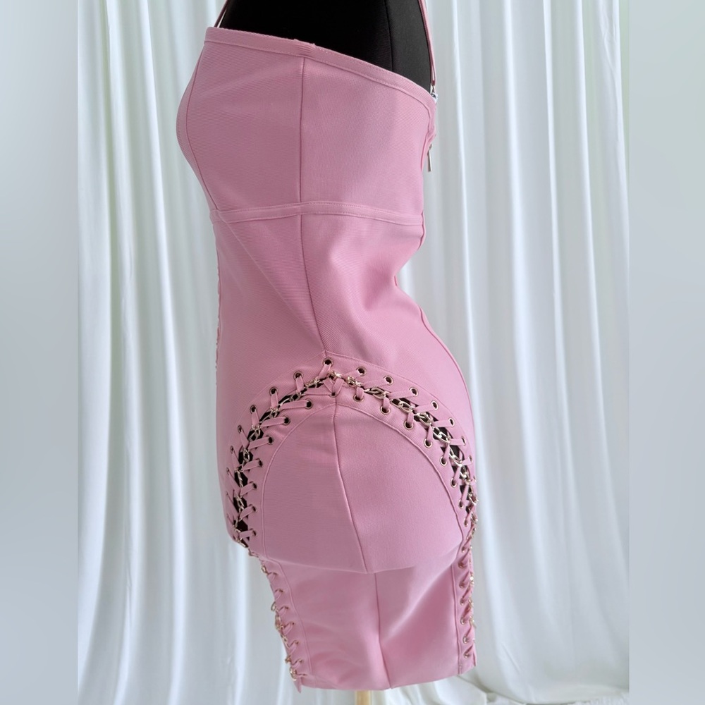 Fashion Nova | Ready for Tonight Pink Bandage Mini Dress | Size XL - Picture 5 of 9